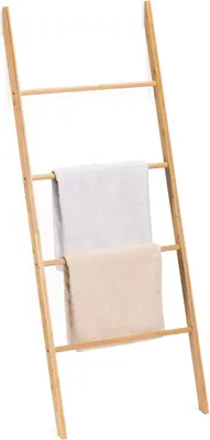 Produktbild von Multifunktionale Bambus Handtuchleiter - 4 Stufen - Handtücher Kleidung Bettwäsche - Für Schlafzimmer Badezimmer.