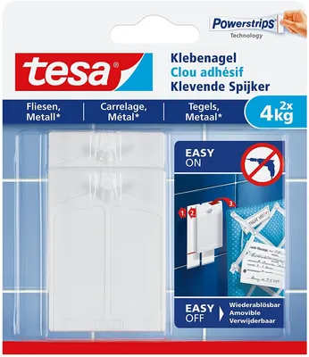 Produktbild von tesa Klebenagel Fliesen und Metall, 2x bis max 4 kg