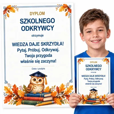 Zdjęcie produktu dla Dyplom Szkolnego Odkrywcy Certyfikat dla Ucznia A4