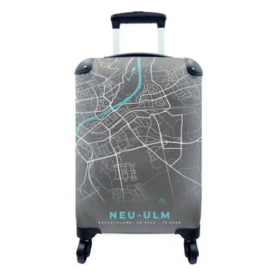 Produktbild von MuchoWow® Koffer Handgepäck Trolley Rollkoffer Kleine Reisekoffer mit 4 Rollen - Stadtplan - Neu Ulm- Blau - Stadtplan - Deutschland - Cabin Size < 55x40x23 cm & 55x40x20 cm - Fotokoffer - Kabinenkoffer - Boardgepäck - Reise-Box - Reisekoffer - Reisegepäck - Koffer mit Bild - Trolley für Kinder