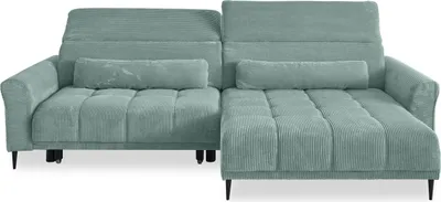 Produktbild von Wohnlandschaft >Wolve< elektr. Sitzverstellung, 2 Kissen, Cord mint - 277x108x179cm (BxHxT)