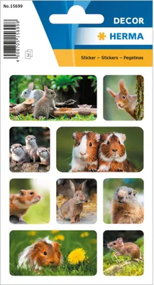 Produktbild von HERMA Sticker DECOR "Nagetiere" 3 Blatt à 9 Sticker