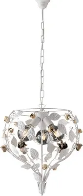 Image de Bella Lustre Shabby En Fer Laqué Blanc 3 Lumières 113 D.49 Bl196-3-Bco