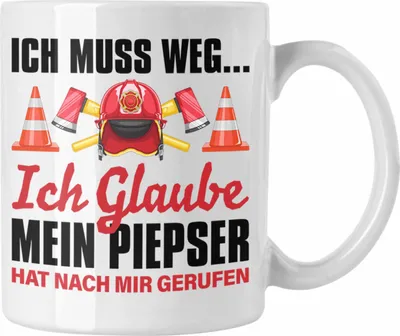 Produktbild von Trendation - Feuerwehr Tasse Geschenk für Feuerwehrmann Geburtstag Männer Spruch (Weiß)
