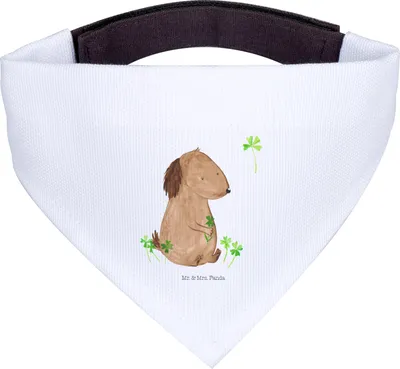 Produktbild von Mr. & Mrs. Panda Hundehalstuch Hund Kleeblatt - Weiß - Geschenk, Sprüche, Halstuch, Für Hunde, Motivation, Süß, Viel Glück, Glücksbringer, Tuch