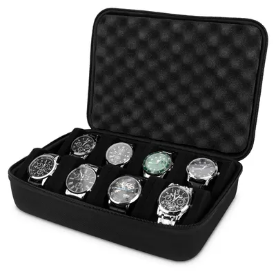 Image de Étui de rangement pour montres avec 8 compartiments, idéal pour les voyages