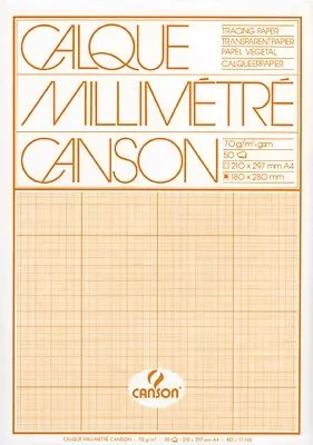 Produktbild von Canson - Millimeterpapier - 70g/m² - Transparentpapier - DIN A4 - 50 Blatt - Orange