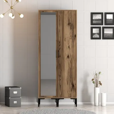 Obrázek produktu pro Skye Decor, Kumsal RS - ořech, šatní skříň, ořech, 100 % MELAMÍNEM POVLÁKNĚNÁ DESKA, 80 x 201,4 x 47,5 cm