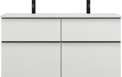 Produktbild von burgbad Eqio Mineralguss-Doppelwaschtisch inklusive Waschtischunterschrank mit 4 Schubladen, Breite 1220mm, SHCF122F2009C0001G0252