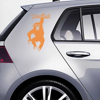 Produktbild von Aufkleber - Autoaufkleber-Set Schimpanse, 2 Stk. je 50cm x 31cm orange - Tuning Carystyling Heckscheibe Auto