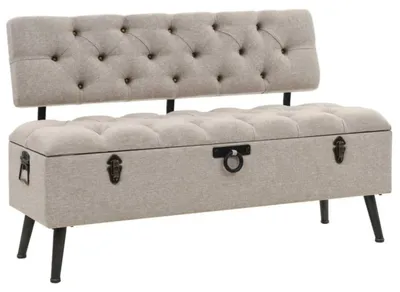 Image de Banc avec rangement, 110 cm, couleur crème, revêtement en tissu