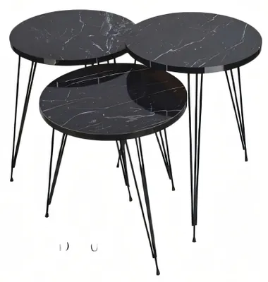 Produktbild von Elegantes schwarzes Couchtisch-Set aus Holz und Metall