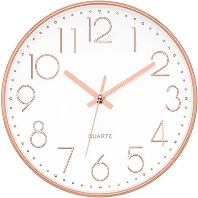 Obrázok produktu pre Tiché, bez tikotiek, moderné okrúhle nástenné hodiny s quartzovým mechanizmom, priemer 30,5 cm