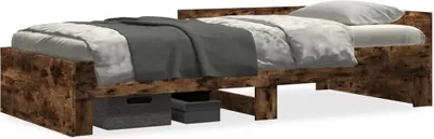 Obrázek produktu pro Maison Exclusive – rám postele bez matrace, kouřově hnědý dub, 100 x 200 cm, dřevěný materiál