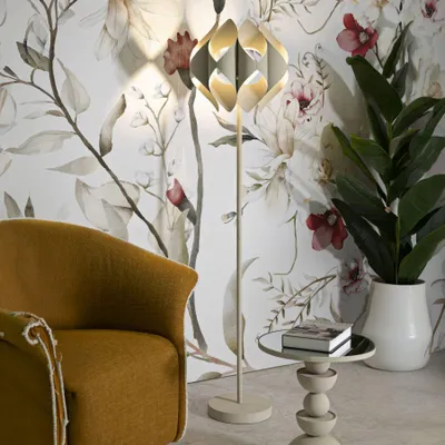 Obrázek produktu pro Stojací lampa z krémového kovu 39,5x155 cm