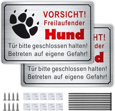 Productafbeelding van Waarschuwingsbord voor honden, 2 stuks, 30 x 20 cm, metaal, geschikt voor binnen- en buitengebruik