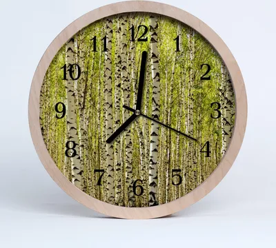Produktbild von Holzuhr 30fi cm wanduhr - Birkenwaldlandschaft