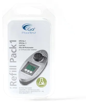 Produktbild von GoTest Testkit-Nachfüllpack Serie 1 für Scuba II Photometer, DPD 3, Cya, Alk-M, DPD 1
