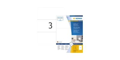 Obrázok produktu pre HERMA Special - papier - matný - trvale samolepiaci - perforovaný - biely - 210 x 99 mm 300 štítkov (100 listov x 3)