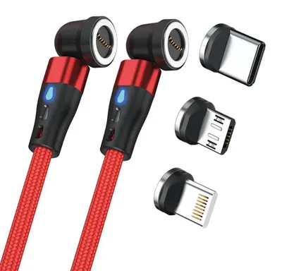 Image de RealPower Magentic cable,1m,2x magnetisch,rot mit Adaptern
