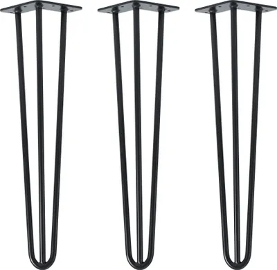 Produktbild von Natural Goods Berlin HAIRPIN Legs, Haarnadelbeine, Möbelfüße, Tischbeine, Schwarz, 50 cm, 3 Streben, 3 Stück