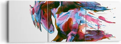 Produktbild von Bild auf Leinwand - Leinwandbild - Pferd Eleganz wild Tier - 90x30cm - Wand Bild - Wanddeko - Leinwanddruck - Bilder - Kunstdruck - Wanddekoration - Leinwand bilder - Wandkunst - CA90x30-3010