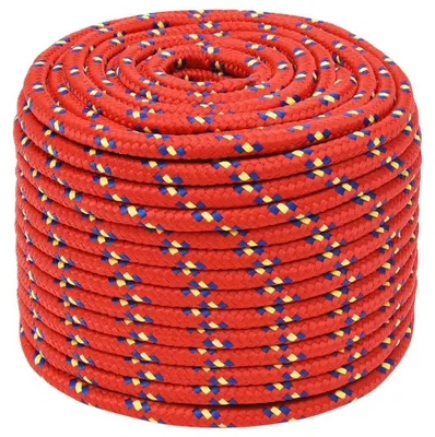 Image de Bootsseil - Corde d'amarrage tressée de 12 mm x 100 m - 100% polyester - Charge de rupture : 930 kg - Pour bateau, camping, travaux - Couleur : vert armée