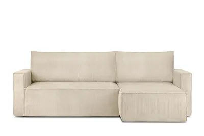 Obrázek produktu pro Rohová pohovka Konsimo s funkcí spaní s područkami "NAPI", béžová, manšestrová tkanina, Loft, 246x89x148 cm