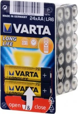 Produktbild von Varta Longlife AA LR6, Einwegbatterie, AA, Alkali, 1,5 V, 24 Stück(e), Blau, Gelb