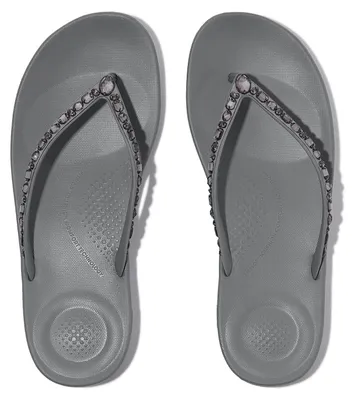 Productafbeelding van Fitflop dames slippers Iqushion Multi-Crystal, ergonomische teenstukken, grijs, maat 36 EU