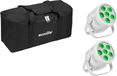 Produktbild von EUROLITE Set 2x LED Silent Par 6 QCL Floor ws + Soft-Bag (20000965)