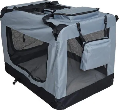 Produktbild von Transportbox Hundebox Faltbox XXL Transporttasche faltbar Tierbox Hunde Box Grau