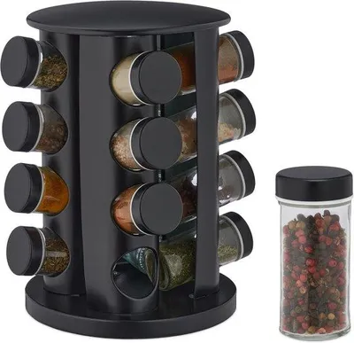 Produktbild von Famanu Gewürzregal mit 16 Gläsern - Edelstahl, drehbar