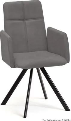 Produktbild von Armlehnstuhl (2er-Set) Dawna 52x92x60 Schwarz/Grau