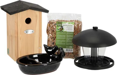 Produktbild von Komplettes Vogelpaket - Vogelhaus und Vogelfutter - Gartenaccessoires