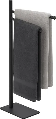 Produktbild von Relaxdays Handtuchständer, HxBxT: 78 x 33,5 x 14 cm, Edelstahl, 2 bewegliche Stangen, stehender Handtuchhalter, schwarz