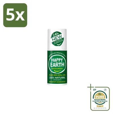 Immagine prodotto di 5 x Deodorante roll-on "Happy Earth" Bergamotto e Cedro, 75 ml - Confezione da 5 pezzi