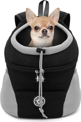 Produktbild von Hundenrucksack, Katzenrucksack, Haustier-Rucksack, tragbare Hundetragetasche für Reisen, für kleine bis mittelgroße Hunde und Katzen, atmungsaktive Handsfree-Tasche für Spaziergänge, Radfahren, draußen (schwarz, L)