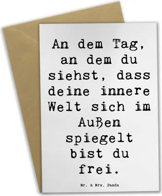Produktbild von Mr. & Mrs. Panda Glückwunschkarte Spruch Selbstreflexion Freiheit - Weiß - Geschenk, innere Gedanken, Zitat, Achtsamkeit, weihnachtskarten, Bedürfnisse, Gefühl, Harmonie
