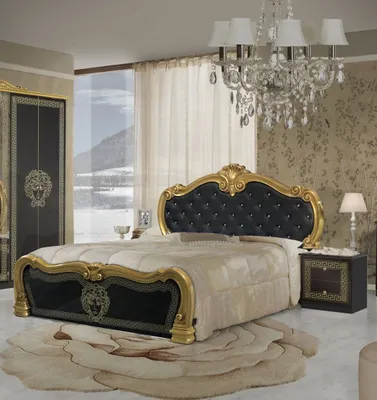 Produktbild von Barock Bettanlage Greta in Schwarz/Gold 3-Teilig