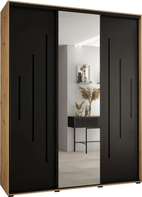 Produktbild von MEBLE KRYSPOL Cannes 13 Schrank mit 3 Schiebetüren - 205,2x200x45 cm - Artisan Schwarz Schwarz