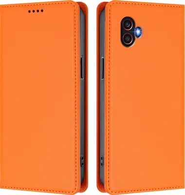 Image de Etui en cuir pour Samsung Galaxy XCover6 Pro, étui magnétique en cuirPolyuréthaneavec support Orange