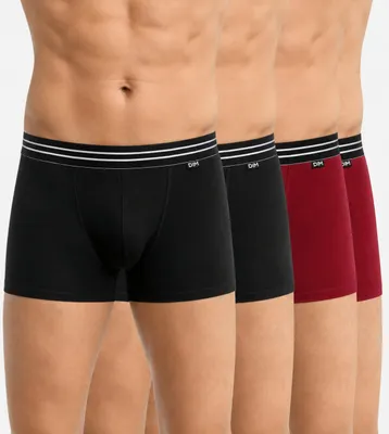 Image de Lot de 4 boxers Dim courts noirs et rouge ECODIM homme
