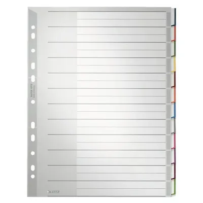 Produktbild von Leitz 12730000, Leerer Registerindex, Karton, Polypropylen (PP), Grau, Porträt, A4, 240 mm
