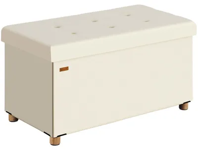 Immagine prodotto di Panca in velluto beige 76x38x42cm pieghevole con spazio contenitore