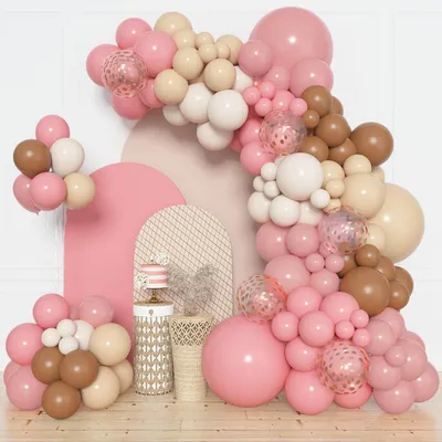Image de Kit de guirlande de ballons roses, comprenant 154 ballons en latex rose pastel pour la décoration de fêtes