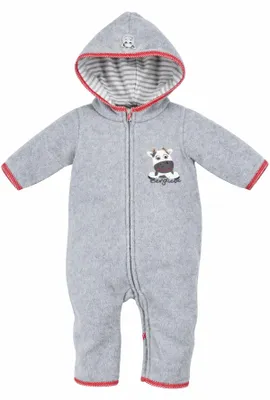 Produktbild von BONDI Kuscheliger Baby Fleece-Overall "Kuh" 93665 - Grau | Strampler Größe: 86