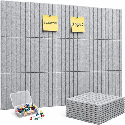 Productafbeelding van Omgoods - Vilt Pinboard Zelfklevend Set van 12 Grijs