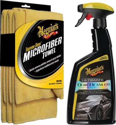 Produktbild von Meguiar's Ultimate Leather Detailer + 3x Supreme Shine Tücher Set – 473ml