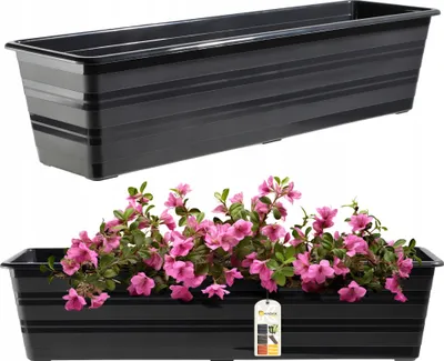 Image de KADAX Jardinière "Cati", jardinière en plastique, pot de fleurs pour balcon, rebord de fenêtre, bac à plantes, 60 cm, anthracite